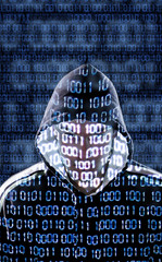 Hacker looking directly to the camera