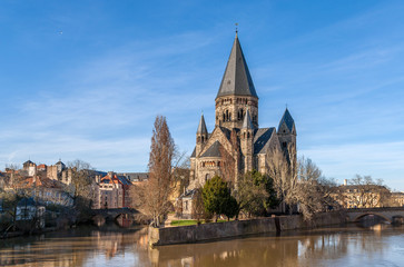 Temple Neuf de Metz on Moselle river - Lorraine, France
