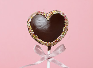 Chocolate cake pops in heart shape