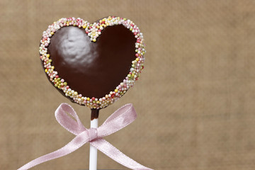 Chocolate cake pops in heart shape