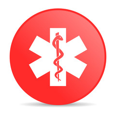 caduceus red circle web glossy icon