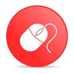 mouse red circle web glossy icon