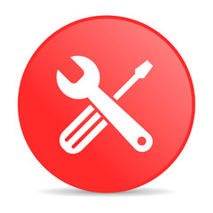 tools red circle web glossy icon