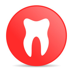 tooth red circle web glossy icon