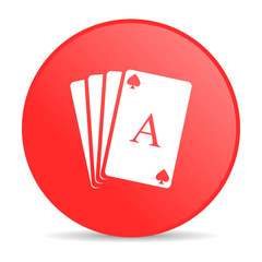 playing cards red circle web glossy icon