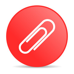 paper clip red circle web glossy icon