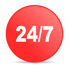 24/7 red circle web glossy icon