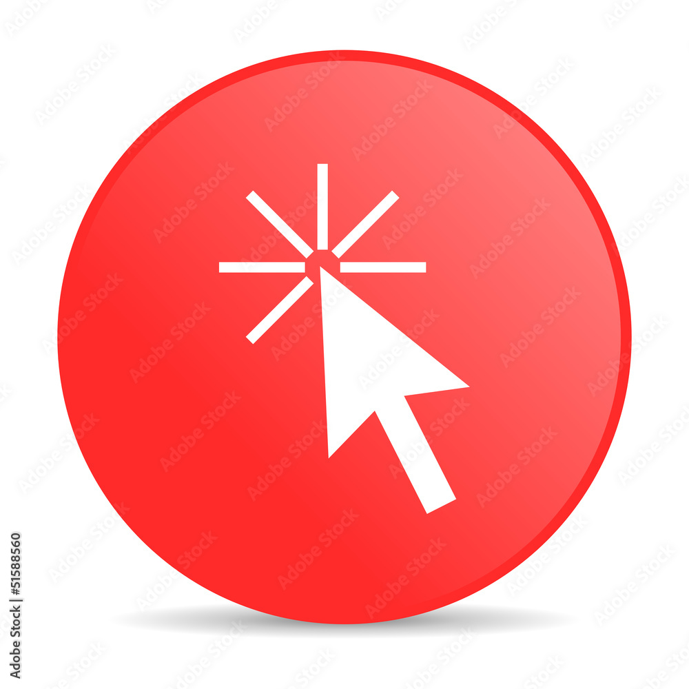 Poster click here red circle web glossy icon