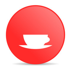 coffee cup red circle web glossy icon