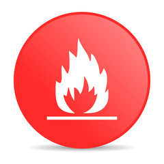 flames red circle web glossy icon