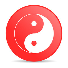 ying yang red circle web glossy icon