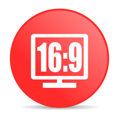 16 9 display red circle web glossy icon