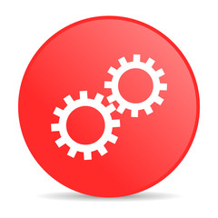 gears red circle web glossy icon