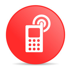 cellphone red circle web glossy icon