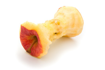 core of a red apple on white