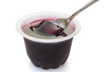 spoon taking out fresh jelly with clipping path