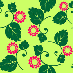 seamless texture with pink flowers and green petal