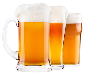 Frosty fresh beer with foam