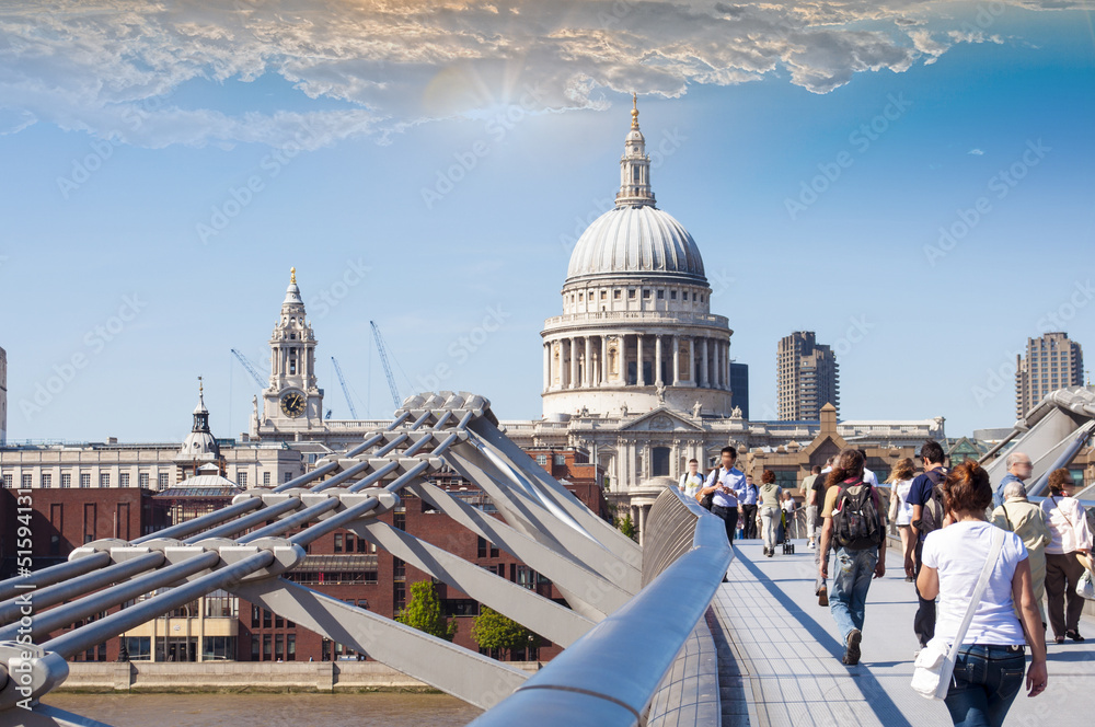 Wall mural st paul's cathedral view by millennium bridge, london