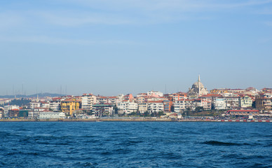 Fototapeta na wymiar Cityscape of Istanbul across the Bosporus