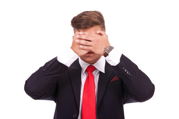 business man not seeing