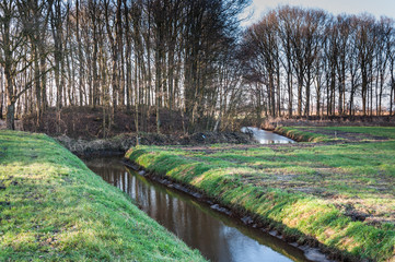 Meandering ditch in a rural area