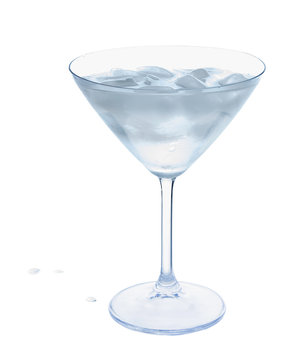 Ice in martini glass