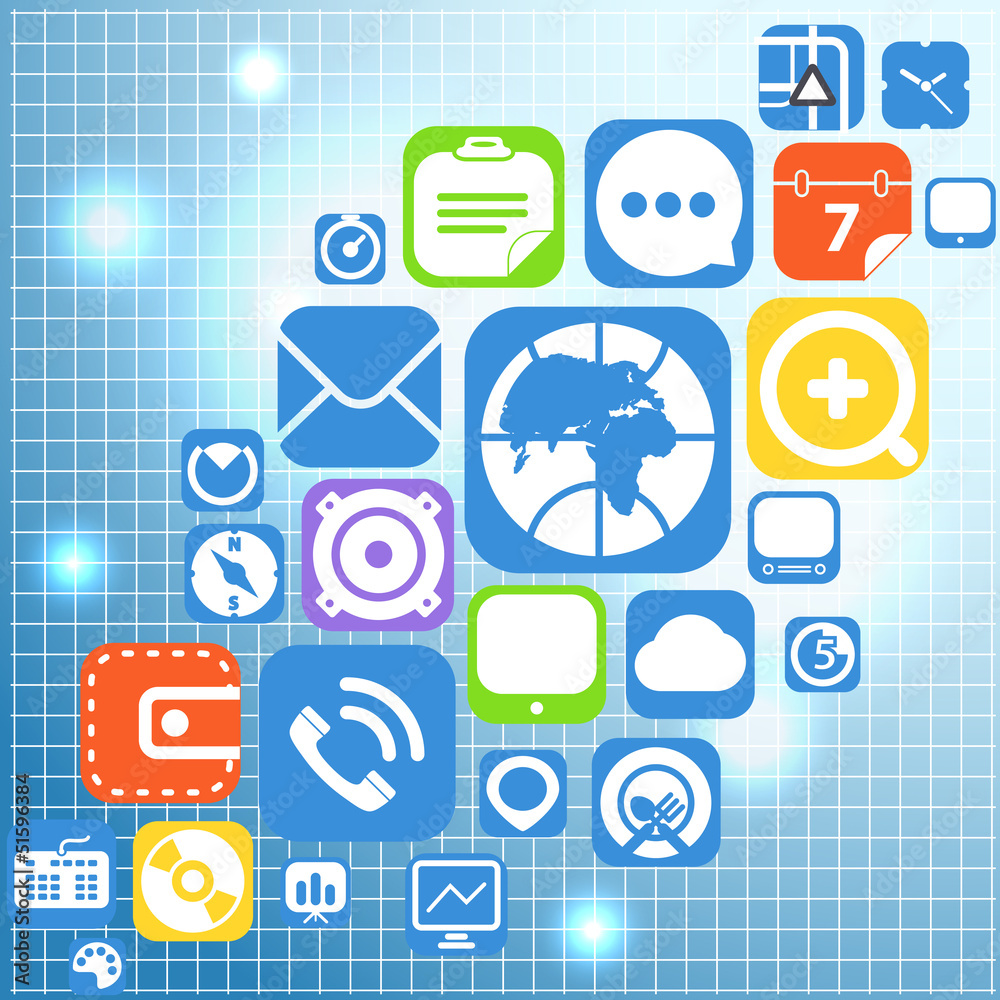 Poster Flying color web graphic interface icons