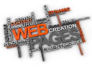 web pages word cloud over white background