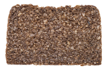Slice of Black Bread on white