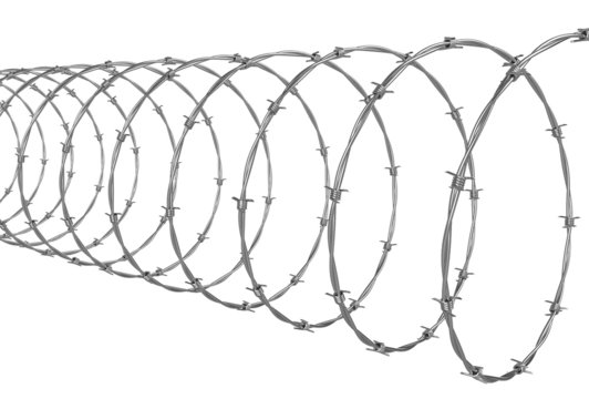 Barbed wire isolated over white background