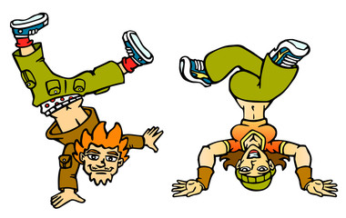 Couple breakdancers
