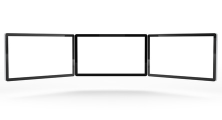 Three modern monitor isolated on white