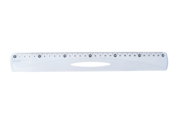 close up of rulers school supplies on white background