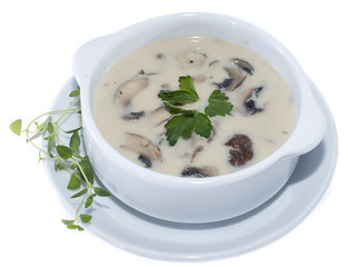 Fresh Mushroom Soup (on white)