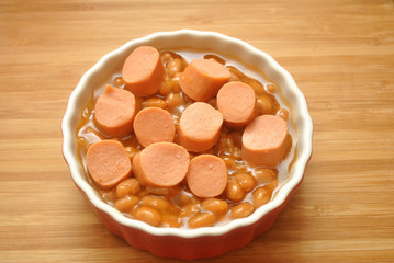 Baked Beans with Slices of Hotdog