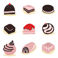 chocolate candies hand-drawn illustration
