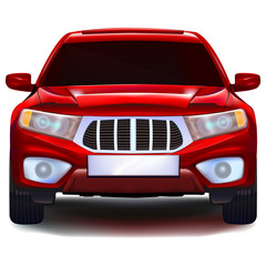 Obraz na płótnie Canvas Red crossover car with blank number plate