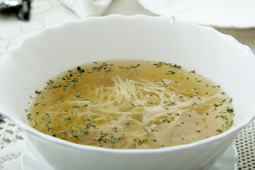 Traditional broth with pasta
