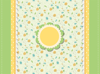 Retro fashion floral greeting card vector