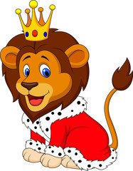 Fototapeta premium Cartoon lion in king outfit