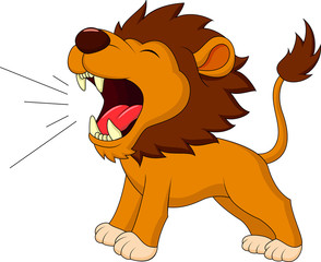 Naklejka premium Lion cartoon roaring