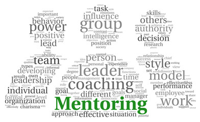 Mentoring concept in word tag cloud