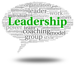 Leadership concept in word tag cloud