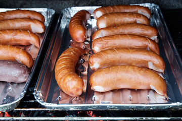 Sausages on the grill