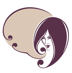 beautiful woman face and speech bubble, vector image for your te