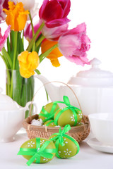 Place setting for Easter close up