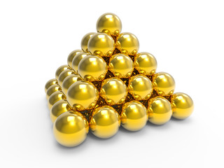 Pyramid stack of gold spheres