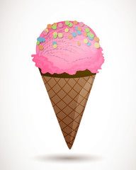 Vector Illustration of Pink Ice Cream