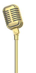 golden microphone on a white background